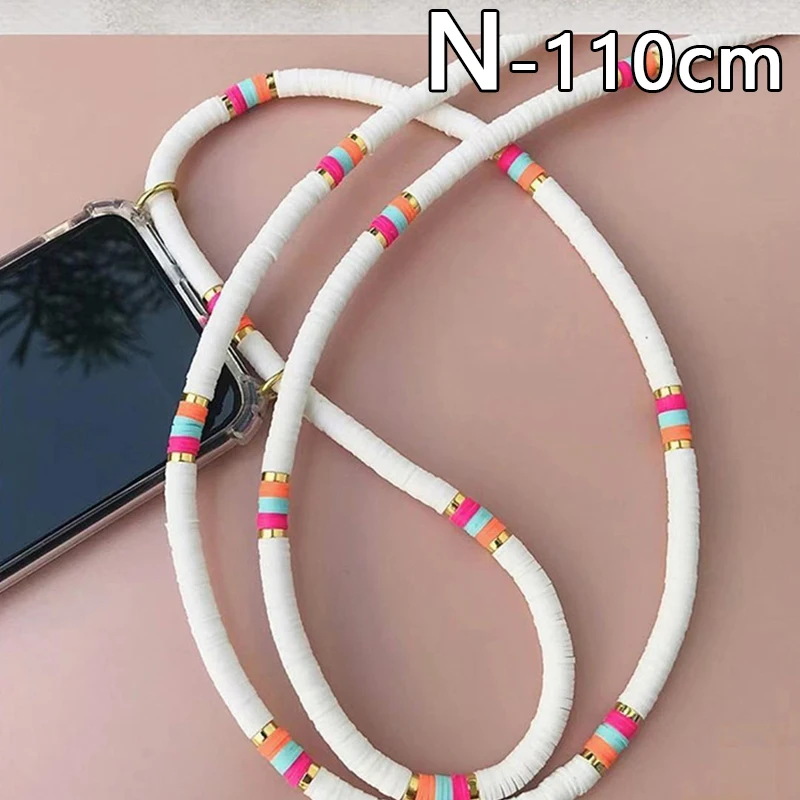 Colorful Acrylic Long Beads Mobile Phone Anti-lost Bead Chain Charm Ladies Summer Jewelry
