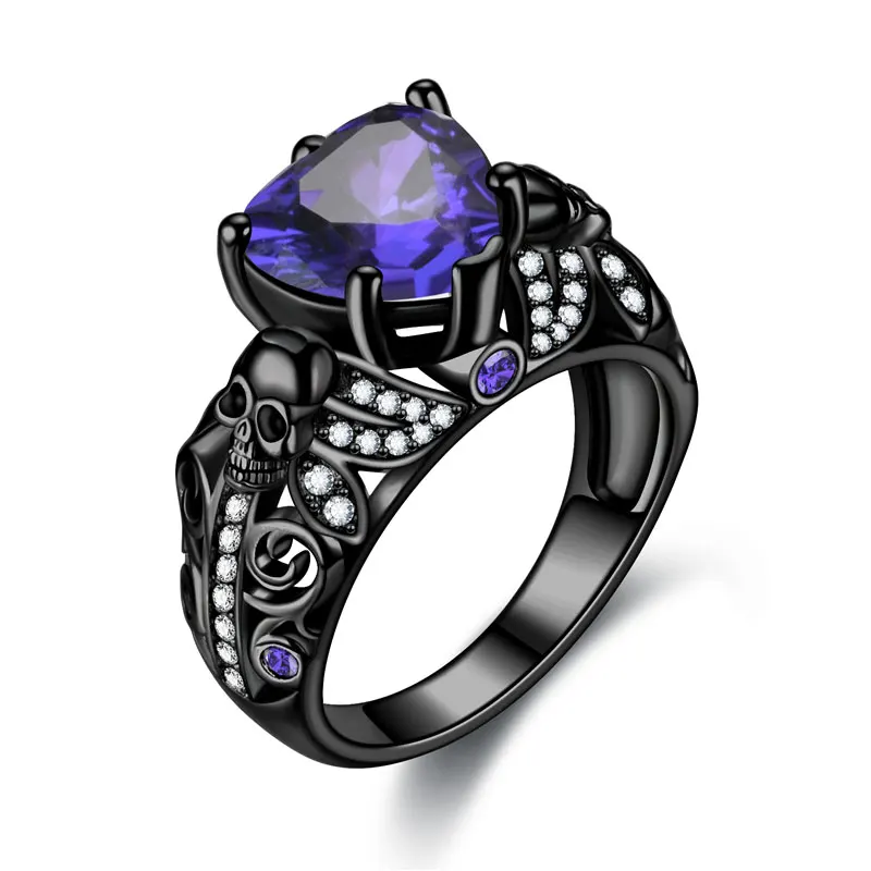 Череп Классический готический стиль Цвет Кристалл Циркон Кольца для женщин