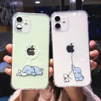 clear shockproof creative animal phone case for iphone 11 12 pro max mini x xs xr 7 8 plus dog elephant lion soft tpu back cover