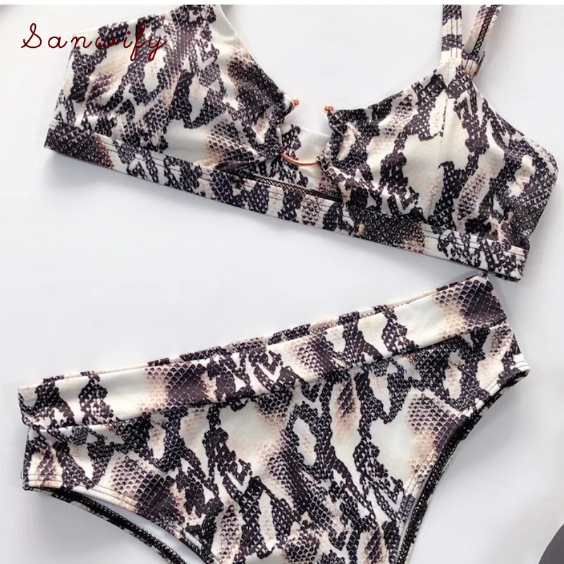 

Snake Print Bikini Women's Two-piece Swimsuit Push Up Bikinis 2020 High Waist Swimwear Hot Sexy Bikini Tankini