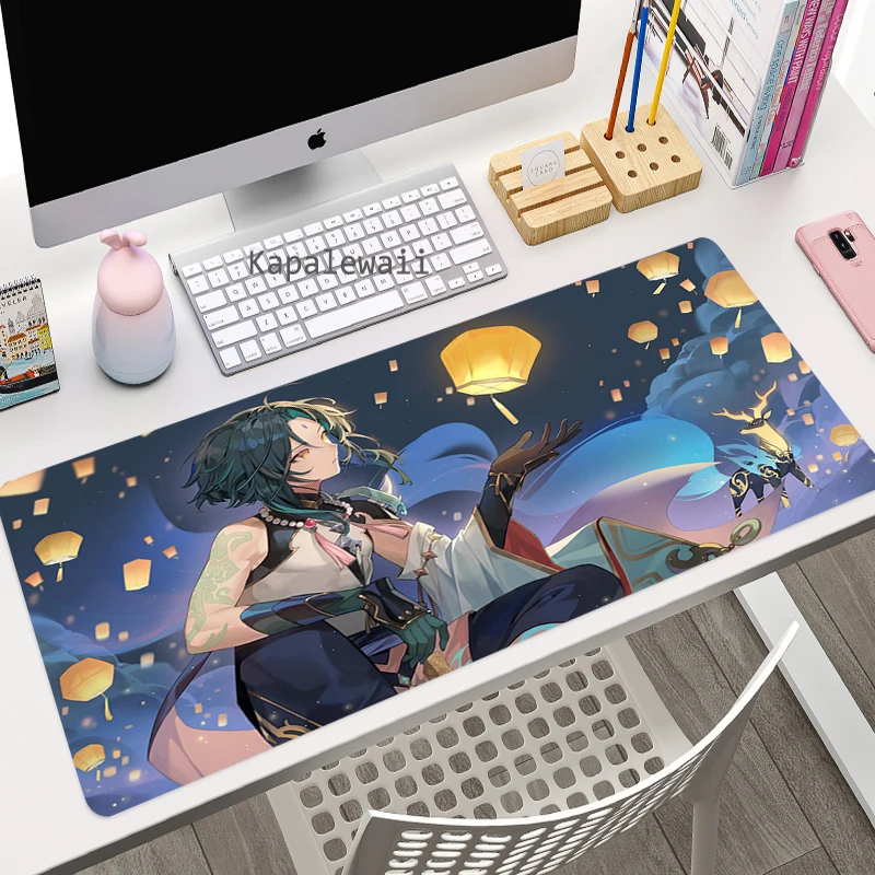 kawaii genshin impact large gaming mouse pad pc gamer computer rubber anime cute mouse pad cartoon keyboard game laptop desk mat free global shipping