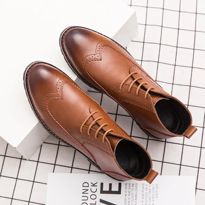 Новинка Ботинки из натуральной кожи с острым носком Мужские роскошные сапоги