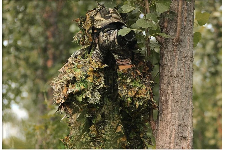 3D Ghillie костюм для охоты военный тактический снайперская одежда открытый заросли Птица Смотреть пончо Камуфляжный маскировочный костюм