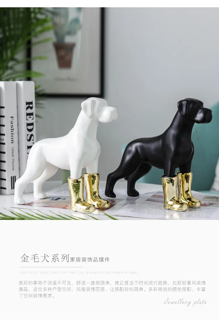 

Ceramic Poodle/Golden Nordic retriever Dog Resin Decoration Lucky Crafts Office Home Furnishing Home Decor Modern