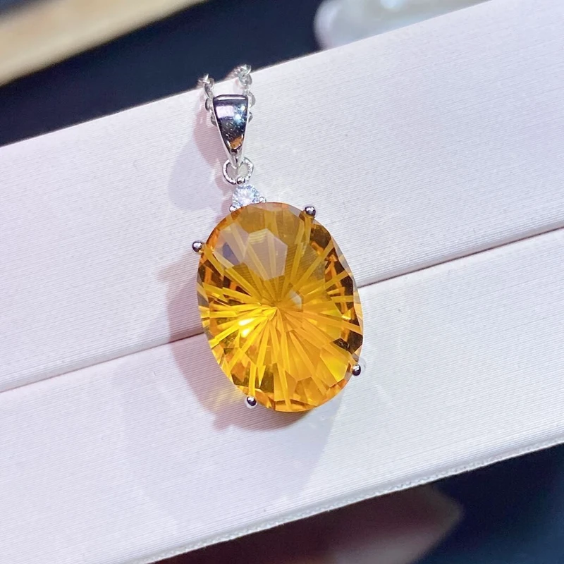 

Natural citrine Topaz necklace 925 silver design Fortune Yellow Crystal luxury jewelry designers