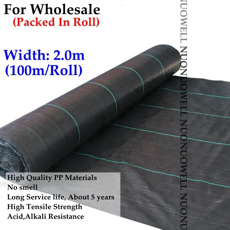 

Width:2m 100m/Roll 90gsm Garden Black Weed Control Mat Greenhouse Planting Anti Weed Mat Plastic Mulch Film 5Years Lifespan