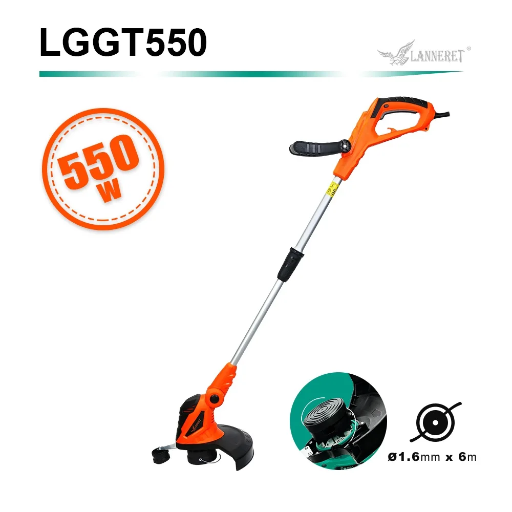550W--ORANGE LANNERET 250 Вт 220 мм AC Электрический триммер для травы, ручной очиститель, газонокосилка, линия, триммер для тормоза, разборка, садовые инструменты - Цвет: 550W--ORANGE
