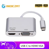 inioiczmt usb c hdmi vga adapter for notebook macbook pro type c to hdmi cable 4k converter usb type c vga splitter hub dock