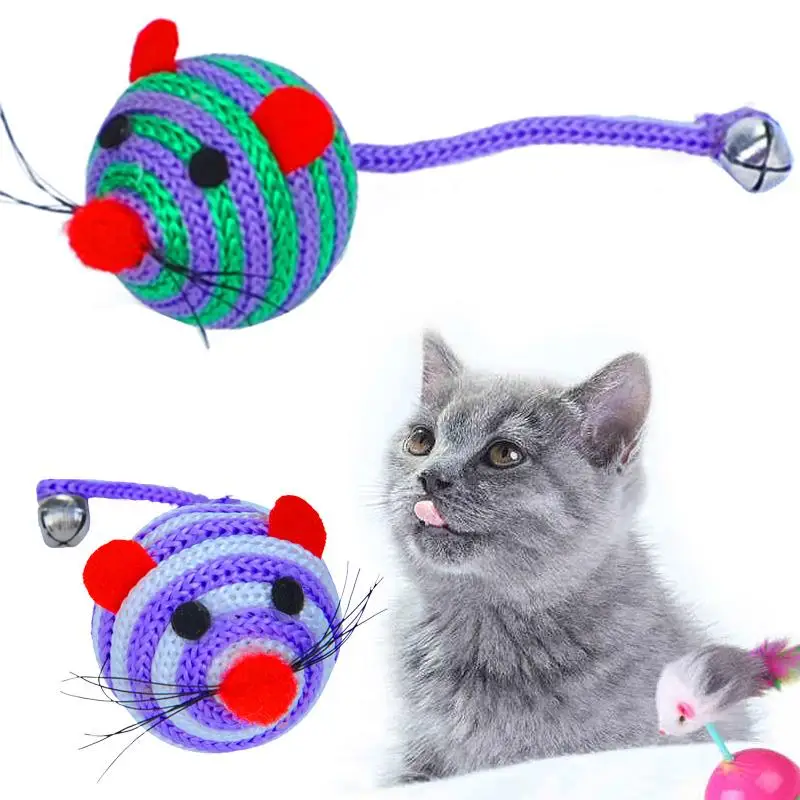 Нейлоновая мячик мышь соломенный хвост с колокольчиками игра обучение щенкам