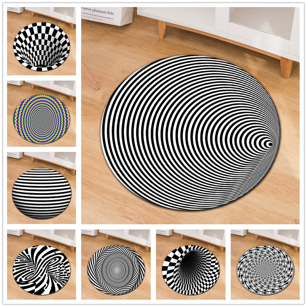 

30 styles Geometry Rug Alfombra 3D Three-dimensional Black&White Stereo Vision Mat Living Room Doormat Tea Table Illusion Carpet