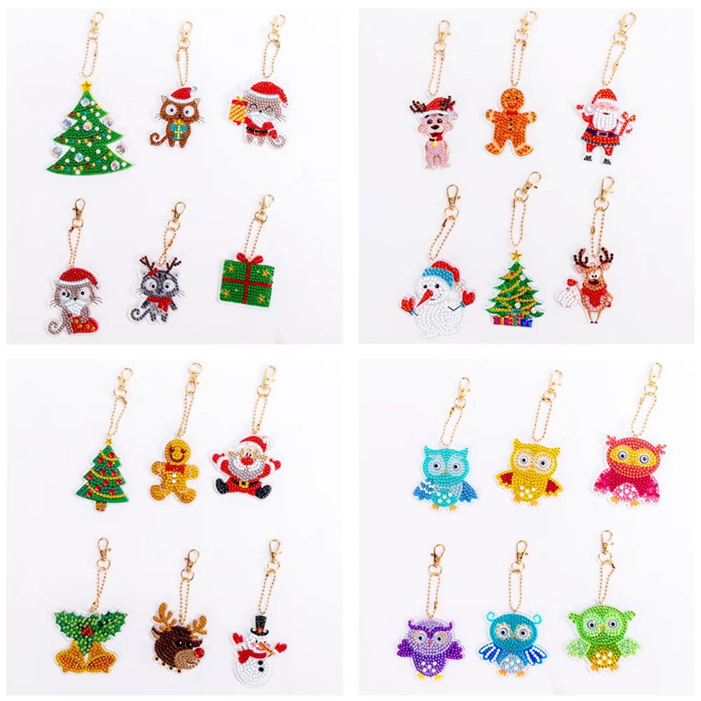 

Брелок «сделай сам», алмазная живопись, Рождественские Подвески, мультяшный Рисунок совы, Алмазная мозаика, вышивка, украшение для сумки, по...