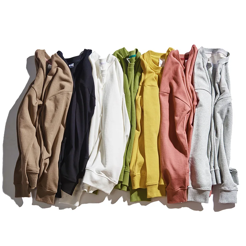 Мужской однотонный свитшот с круглым вырезом свободного покроя|Мужские