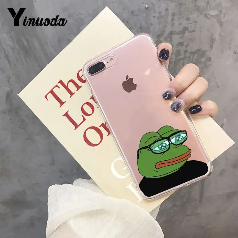 Yinuoda грустная лягушка pepe мем мягкий, роскошный, из ТПУ для мобильного телефона аксессуары чехол для iphone 8, 7, 6, 6S Plus, X XS max 10 5 5S SE XR корпус под плетенную сумку - Цвет: 1