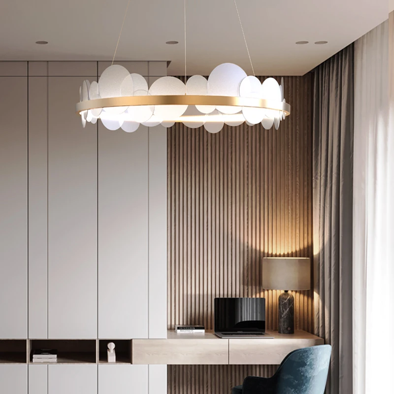 Nordic Romantic Circle Clouds LED Chandelier Lighting Home Decor Light Living Room Bedroom Indoor Lights Strong | Лампы и освещение
