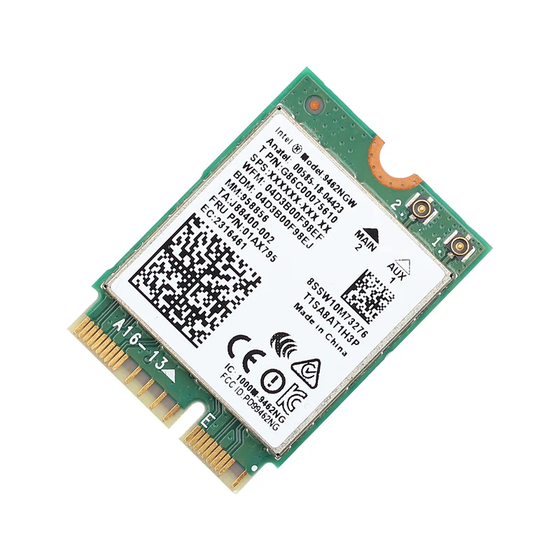 Двухдиапазонный адаптер Wi Fi для Intel 9462NGW NGFF M.2 Key E 433 Мбит/с с антеннами Bluetooth 5