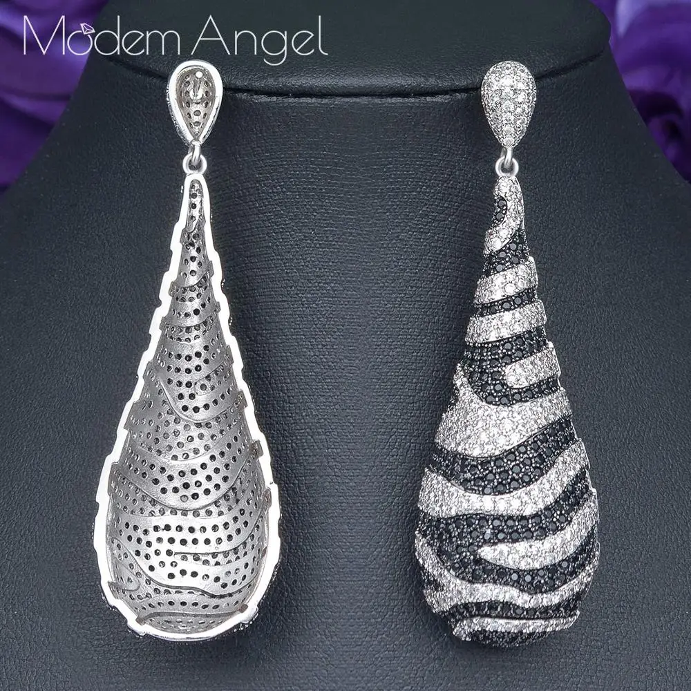 

ModemAngel Luxury Leopard Print Full Pave Cubic Zirconia Engagement Party Drop Dangle Earrings Jewelry For Women Female DIY