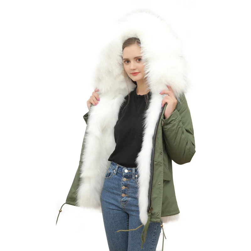 

Hot Sale Good quality fur parka women Fox Fur liner Reversible MR FURS MRS parka free shipping