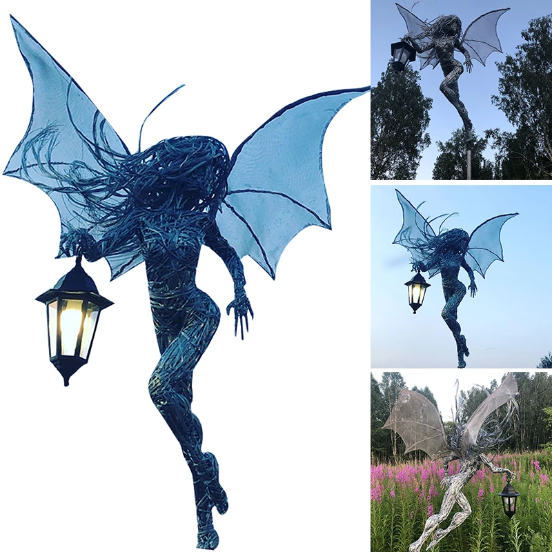 

Elf with a Flashlight Figure for the Garden Luminous Resin Sculpture Outdoor Statue Yard Art Ornaments for Lawn Patio HA