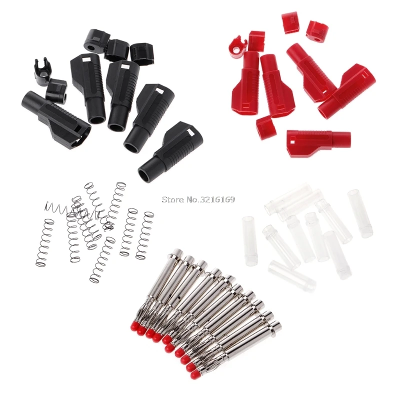 For 10Pcs/Bag 4mm Male Retractable Sheath Stackable Banana Plug Wire Solder Connector Promotion | Строительство и ремонт