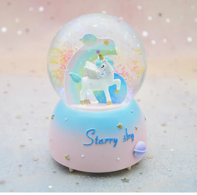 Fantacy Starry Sky Universe Miniature Model Snow Globe Crystal Ball Christmas Music Box Christmas Home Decoration Birthday Gift