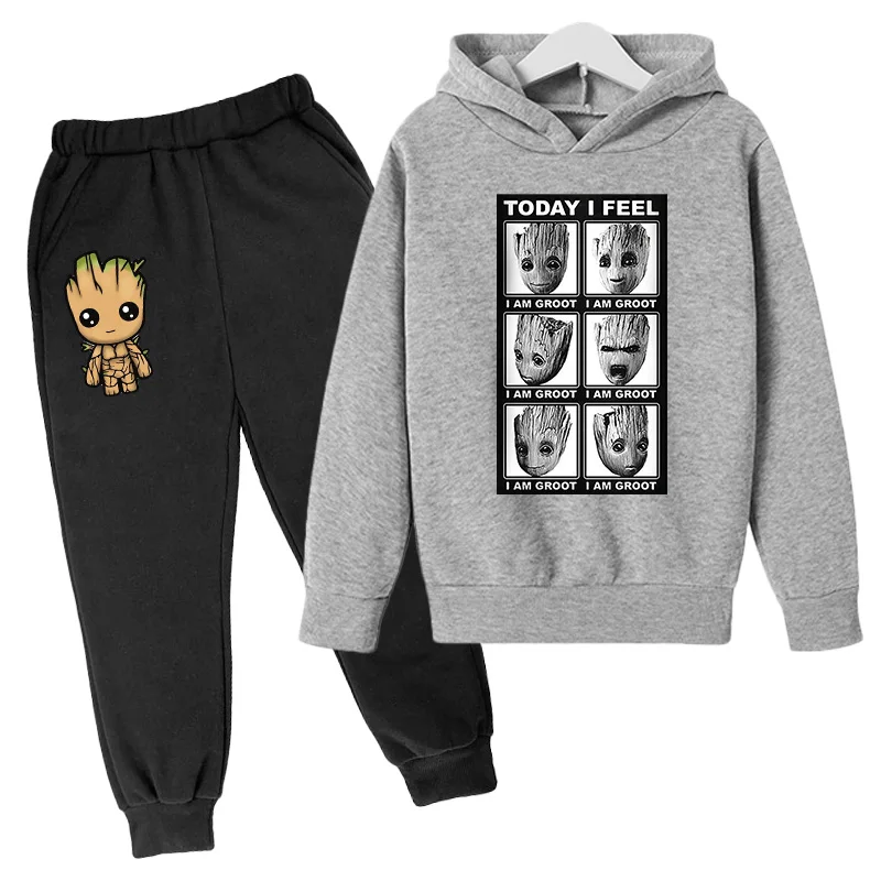 

2021 spring and winter fashion best selling lovely children's wear solid color Hoodie + Pants Boys Girls Two Piece Set