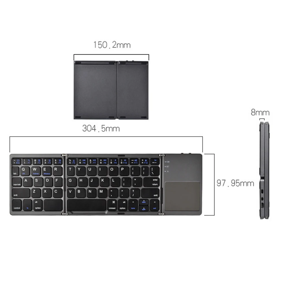 Мини складная клавиатура Bluetooth беспроводная с тачпадом для Windows Android ios планшет ipad