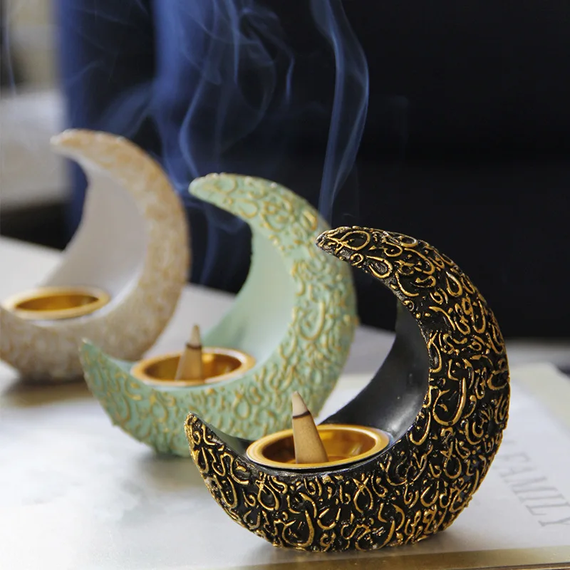 

Moon Shape Incense Burners Aromatherapy Ramadan Crescent Home Decoration Elegant Desktop Decor