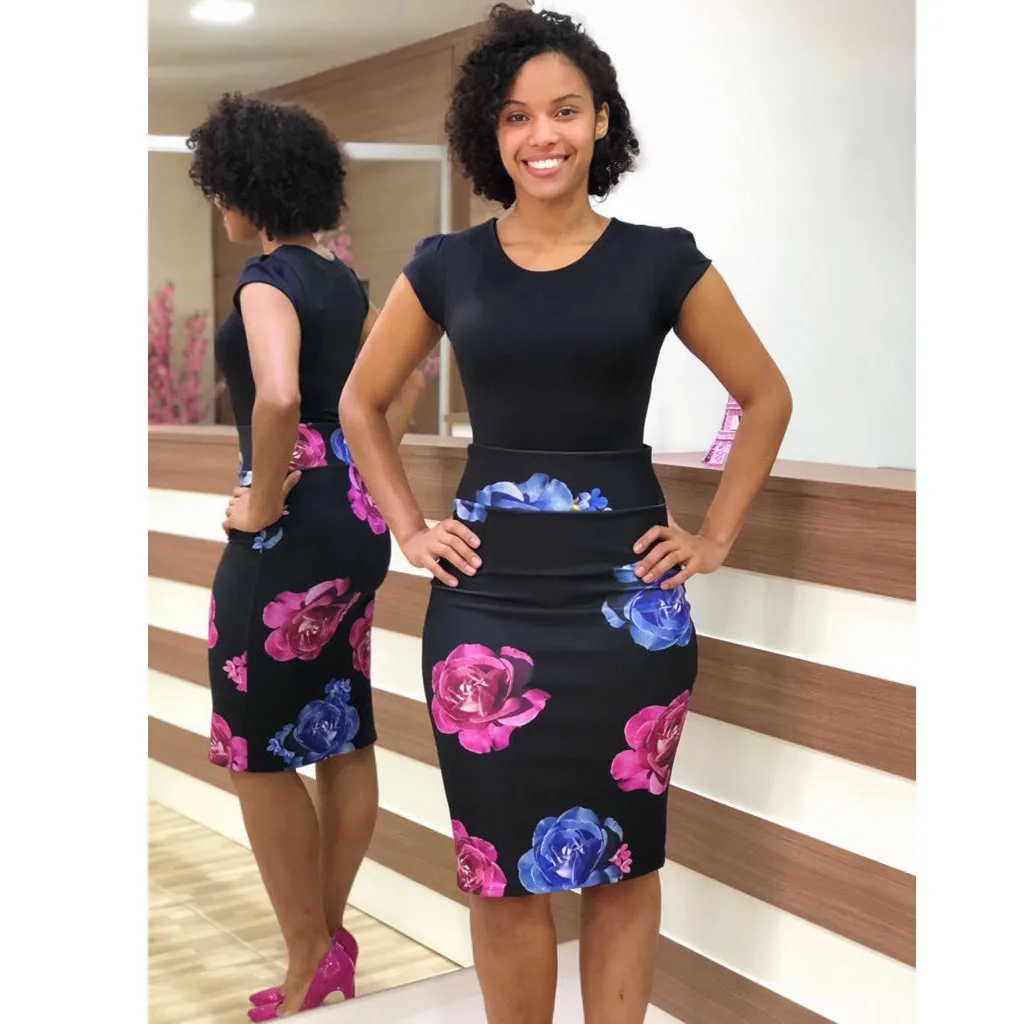 Женская юбка карандаш средней длины с абстрактным принтом осень 2020|Женские юбки|