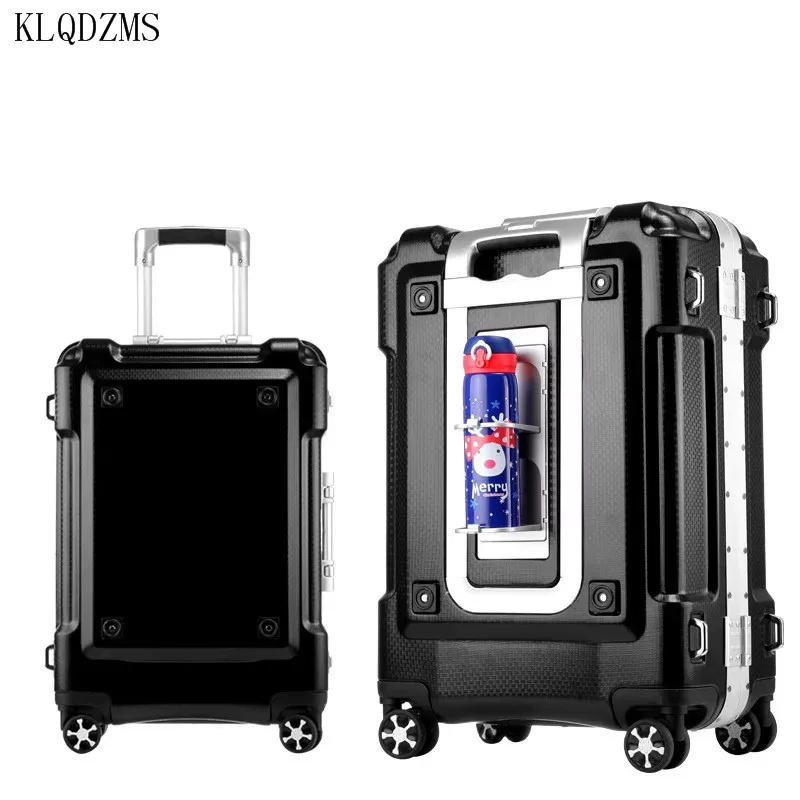 KLQDZMS 20’’24’’29’’Inch PC Travel Suitcase On Wheels With Portable Bottle Holder ABS Trolley Luggage  For Women Men