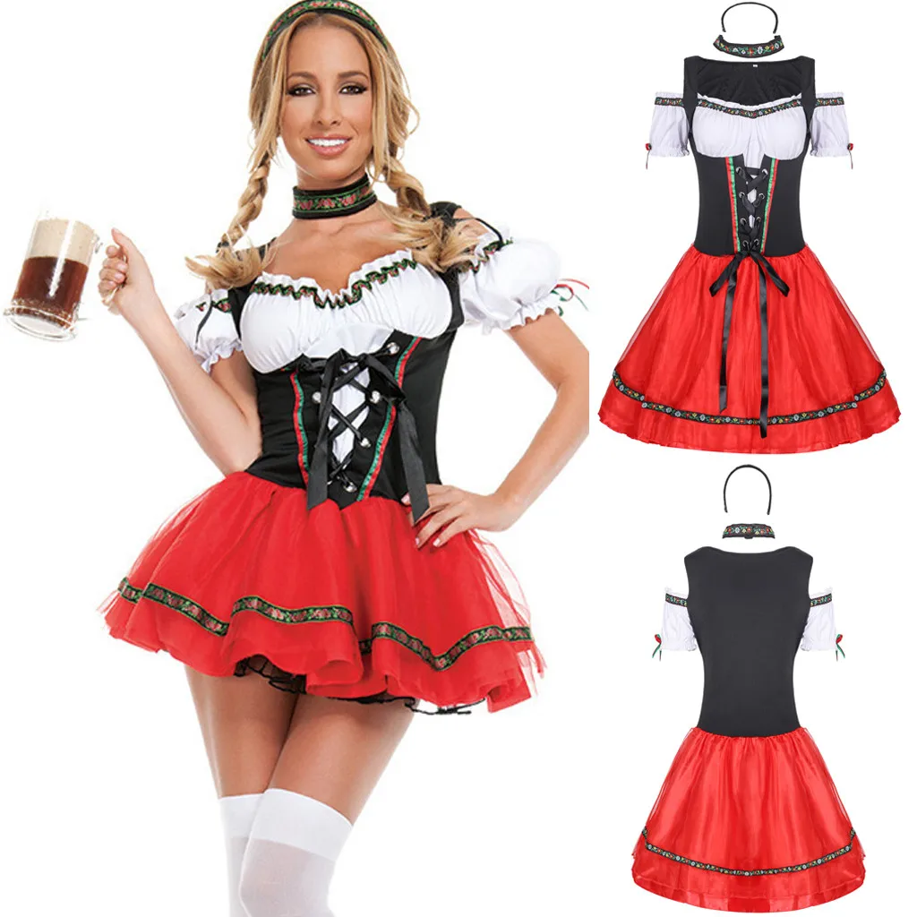 

Sexy Women Blue Oktoberfest Dress Ladies Woman Bavarian German Wench Waitress Serving Maid Costume Beer Girl Fancy Dress