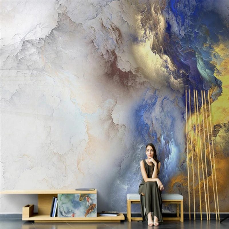 

beibehang Custom 3d wallpaper mural Nordic hand-painted abstract auspicious cloud art oil painting living room TV background