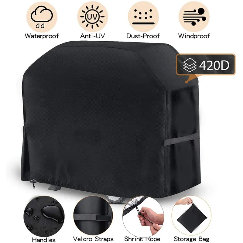 

420D BBQ Cover Outdoor Dust Waterproof Anti UV Duty Oxford Cloth Grill Cover Rain Protective Outdoor Barbecue Cover Dropshipping