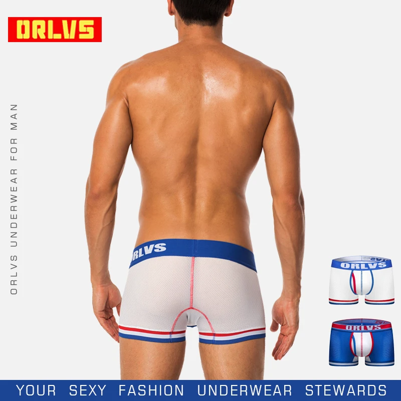 ORLVS Брендовое удобное нижнее белье мужские боксеры трусы дышащие нейлоновые Cueca