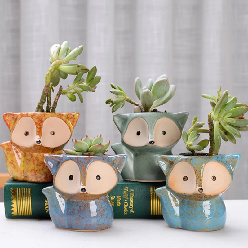 

Домашний сад, скандинавский маленький симпатичный горшок из лисы, домашняя керамика, предметы интерьера, мини, зеленая посадка