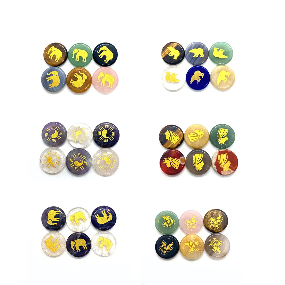 

6psc/pack of Natural Stone Crystal Agate Seed Beads Round Color Tiger's Eye Amethyst Jewelry Supplies Beads for Bracelet Making