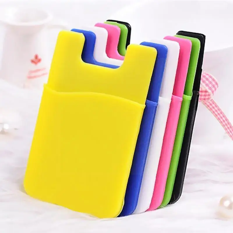 

2pcs Useful Silicone Wallet Credit Card Cash Pocket Stick On Adhesive Holder Pouch For Cellphone K7i6