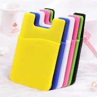 2pcs useful silicone wallet credit card cash pocket stick on adhesive holder pouch for cellphone k7i6