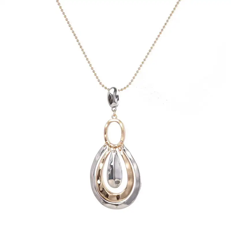 

Two Tone Hammered Horseshoe Pendant Necklace 2020 Mini Beads Chain Geometric Teardrop Necklace Jewelry Wholesale N5709 ZWPON