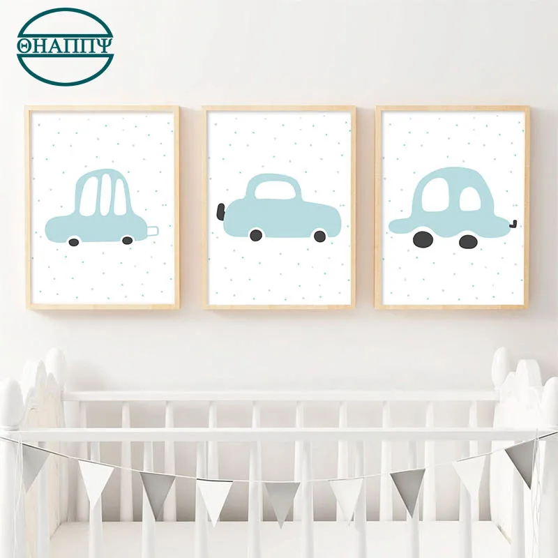 

Cartoon Vehicle Car Nursery Child Wall Art Canvas Painting Nordic Kids Decoration Picture For Baby Bedroom Pictures Unframed