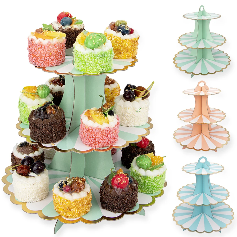 

3 Tier Folding Cupcake Stand Fruit Cake Dessert Display Tower Tree Rack Plate Birthday Baby Shower Reception Afternoon Tea Party