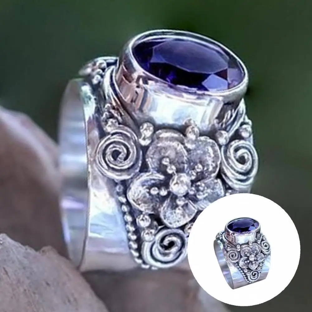 

Chic Finger Band Electroplating Alloy Purple Faux Crystal Finger Band Wedding Ring Unisex Ring
