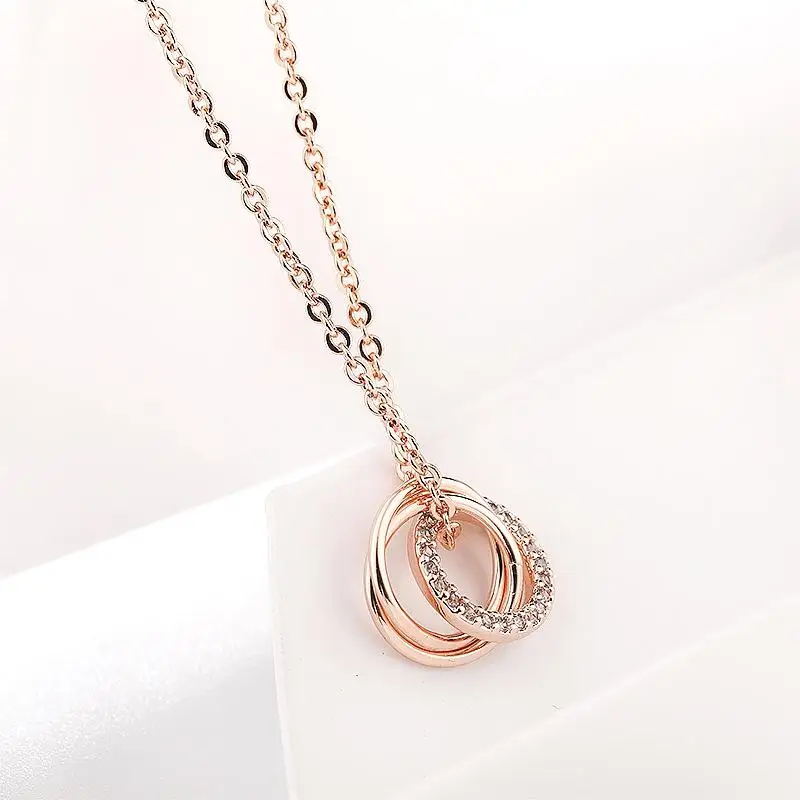 Женский круг подвеска петли Диаманте позолота Циркон Шейная цепочка Ожерелье |