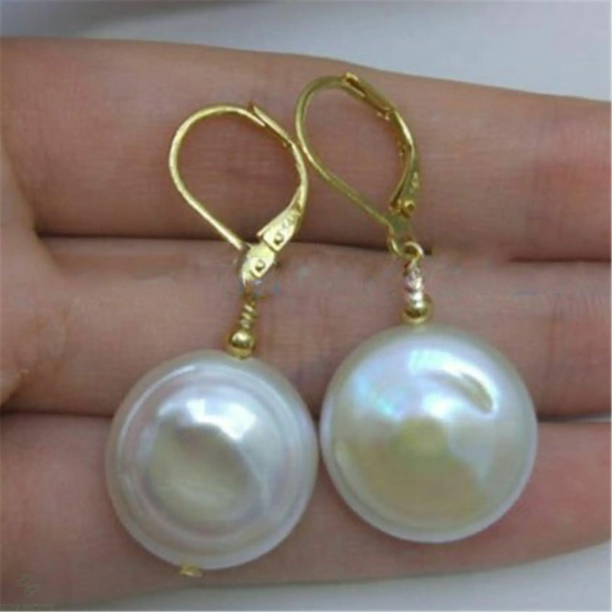 Серьги-подвески женские из белого барочного жемчуга 14 к 15-16 мм | Украшения и