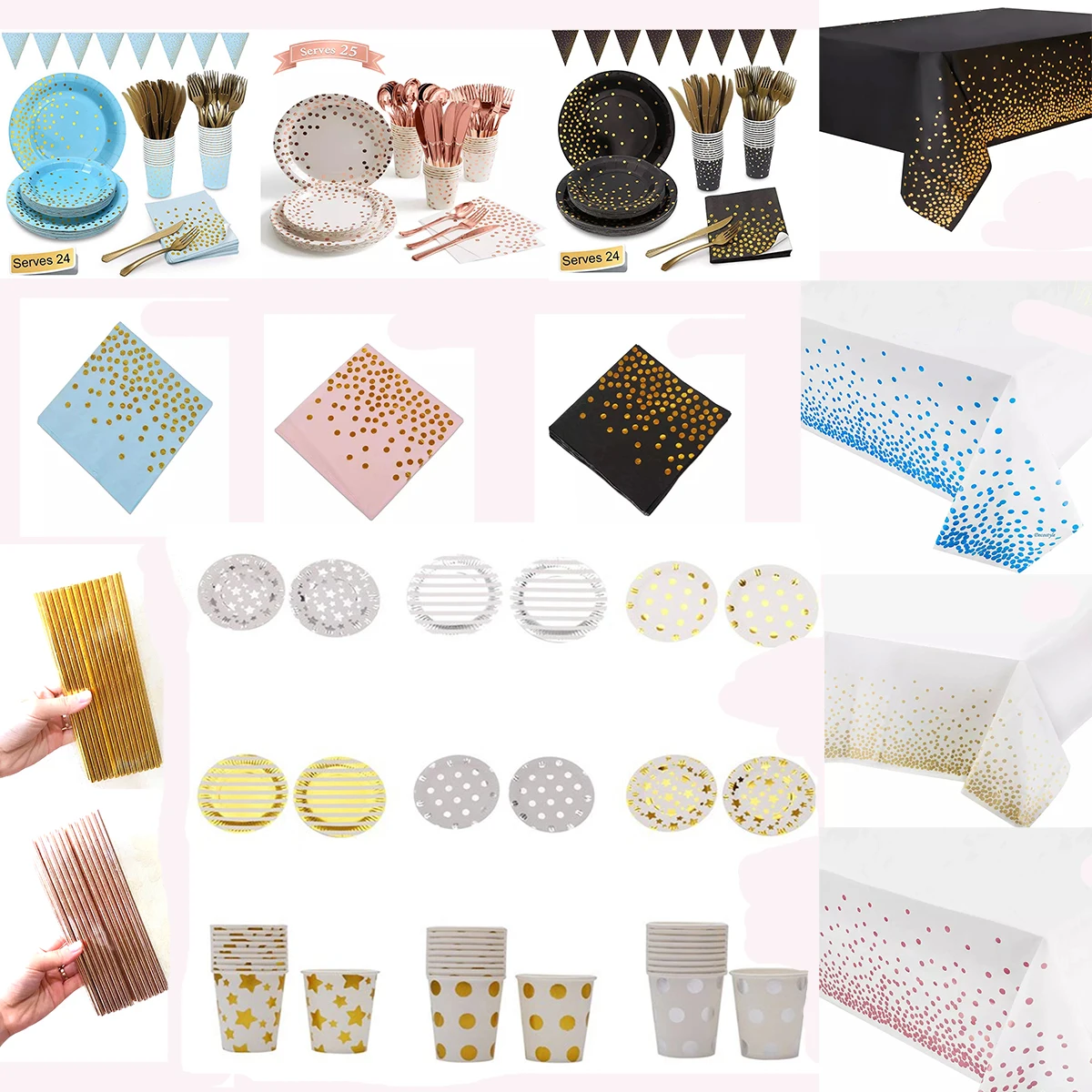 Цвета: золотистый серебристый деталей серия &quotЗвездные одноразовая посуда