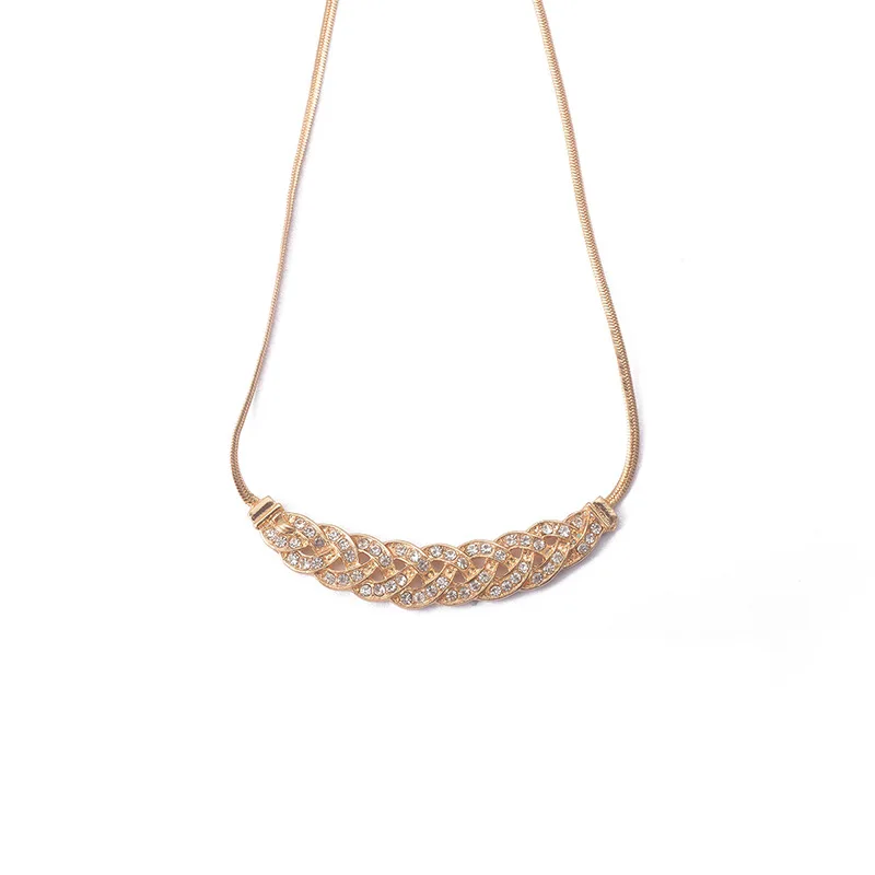 

Vintage Wheat Ear Rhinestone Necklace for Women Bling Snake Bone Chain Clavicle Necklace Luxury Choker Fashion Jewelry Gifts New