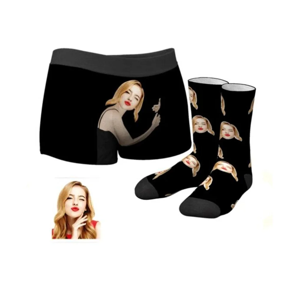 Мужские боксерские шорты и носки с индивидуальным рисунком комплект из