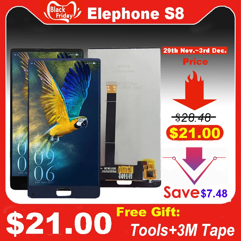 6,0 дюймов для Elephone S8 ЖК-дисплей+ сенсорный экран протестированный дигитайзер сборка Сменные аксессуары+ Инструменты