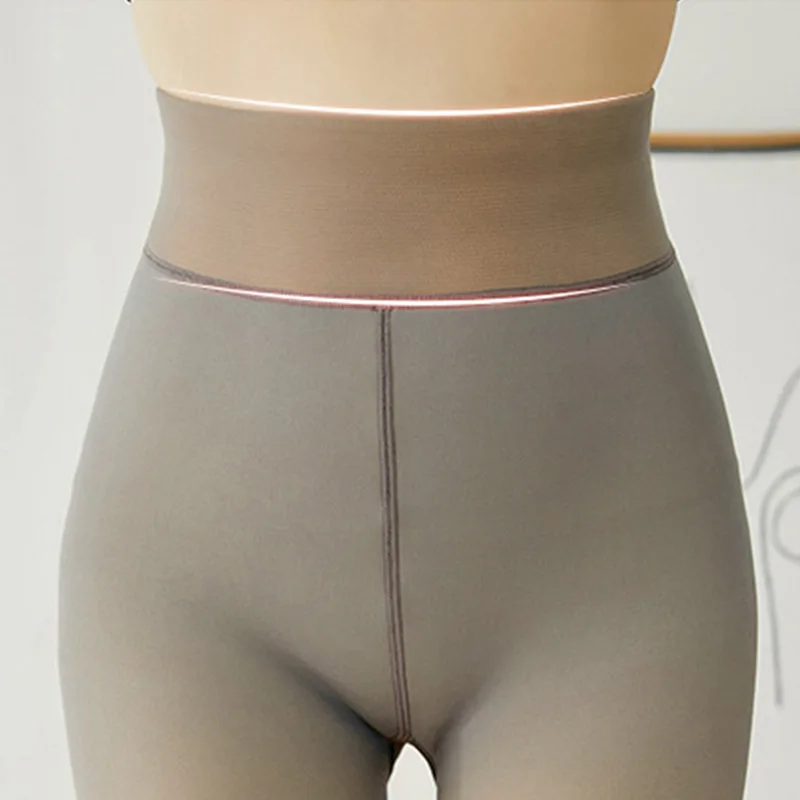 Ноги поддельные просвечивающие теплый флис тонкий эластичный для зимы Открытый