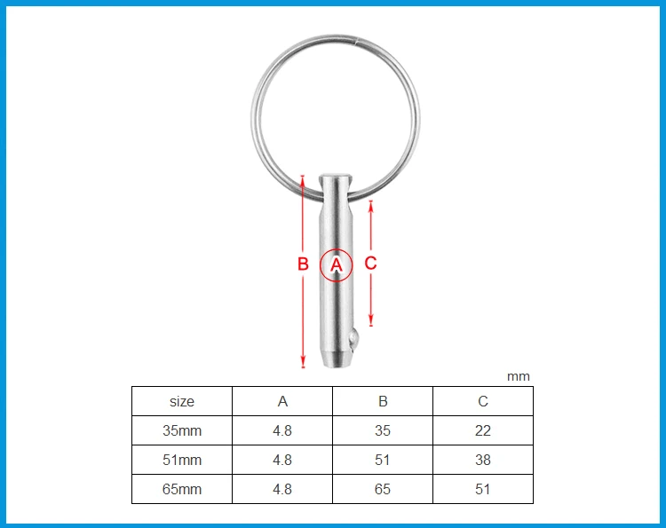 

4.8mm Marine Grade 316 Stainless Steel 3/16 inch Quick Release Ball Pin for Boat Bimini Top Deck Hinge