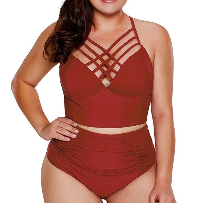 Женский купальник пуш-ап черный купальник-бикини с принтом в горошек большие